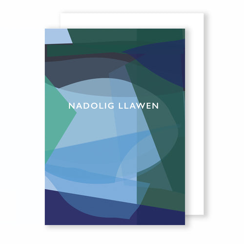 Nadolig Llawen | Stained Glass Blues | Christmas Card Greeting Card Mock Up Designs 