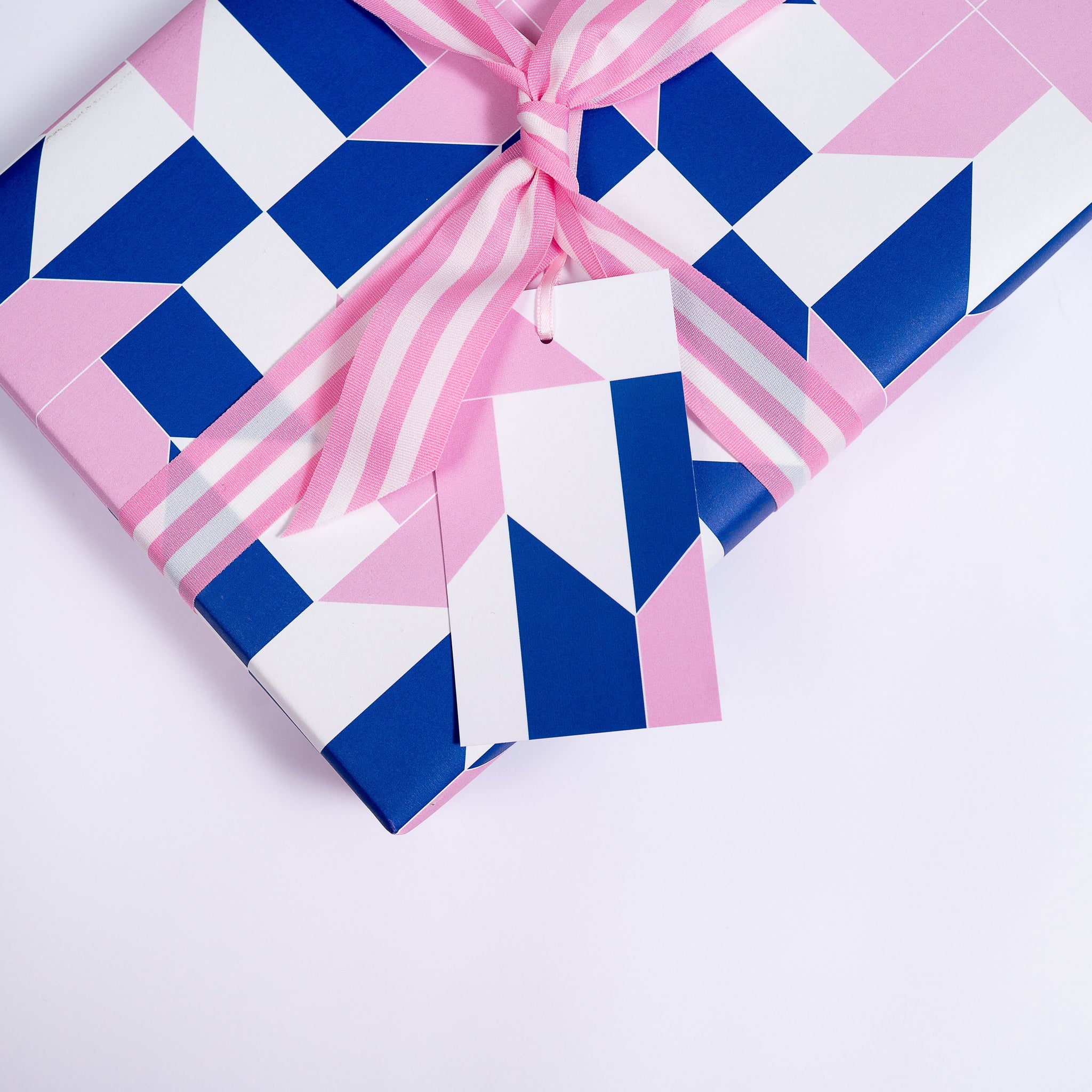 Christmas Wrapping Paper Pink & Blue Gingerbread Gift Wrap 