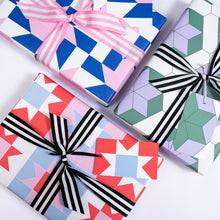 Load image into Gallery viewer, Patchwork, Blue | Christmas Wrapping Paper Wrapping Paper Mock Up Designs 