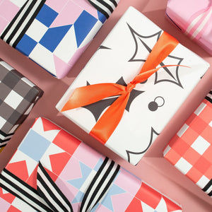 Patchwork, Blue | Christmas Wrapping Paper Wrapping Paper Mock Up Designs 