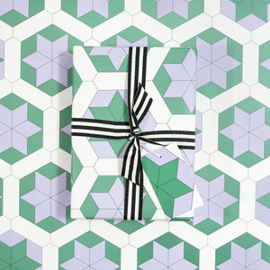 Patchwork, Green | Christmas Wrapping Paper Wrapping Paper Mock Up Designs 