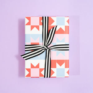 Patchwork, Red | Christmas Wrapping Paper Wrapping Paper Mock Up Designs 
