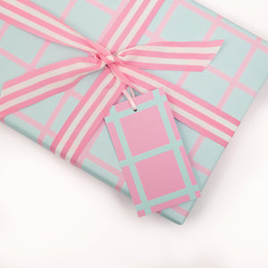 Pink Grid | Gift Tags Wrapping Paper Mock Up Designs 