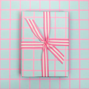 Pink Grid | Gift Tags Wrapping Paper Mock Up Designs 
