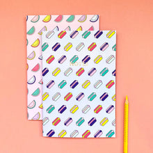 Load image into Gallery viewer, Set of Two Foiled Notebooks | Hot Dogs &amp; Watermelons Notebook Mock Up Designs 