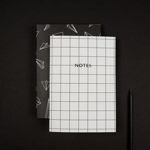Set of Two Foiled Notebooks | Monochrome Notebook Mock Up Designs 