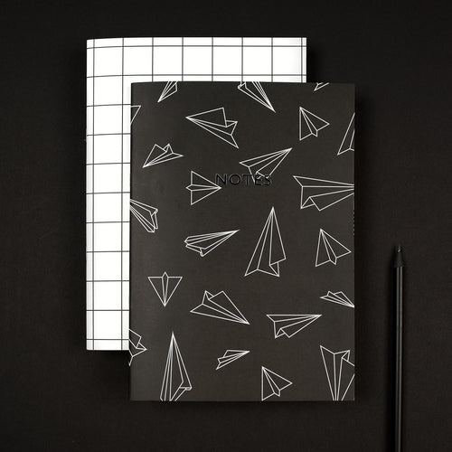 Set of Two Foiled Notebooks | Monochrome Notebook Mock Up Designs 