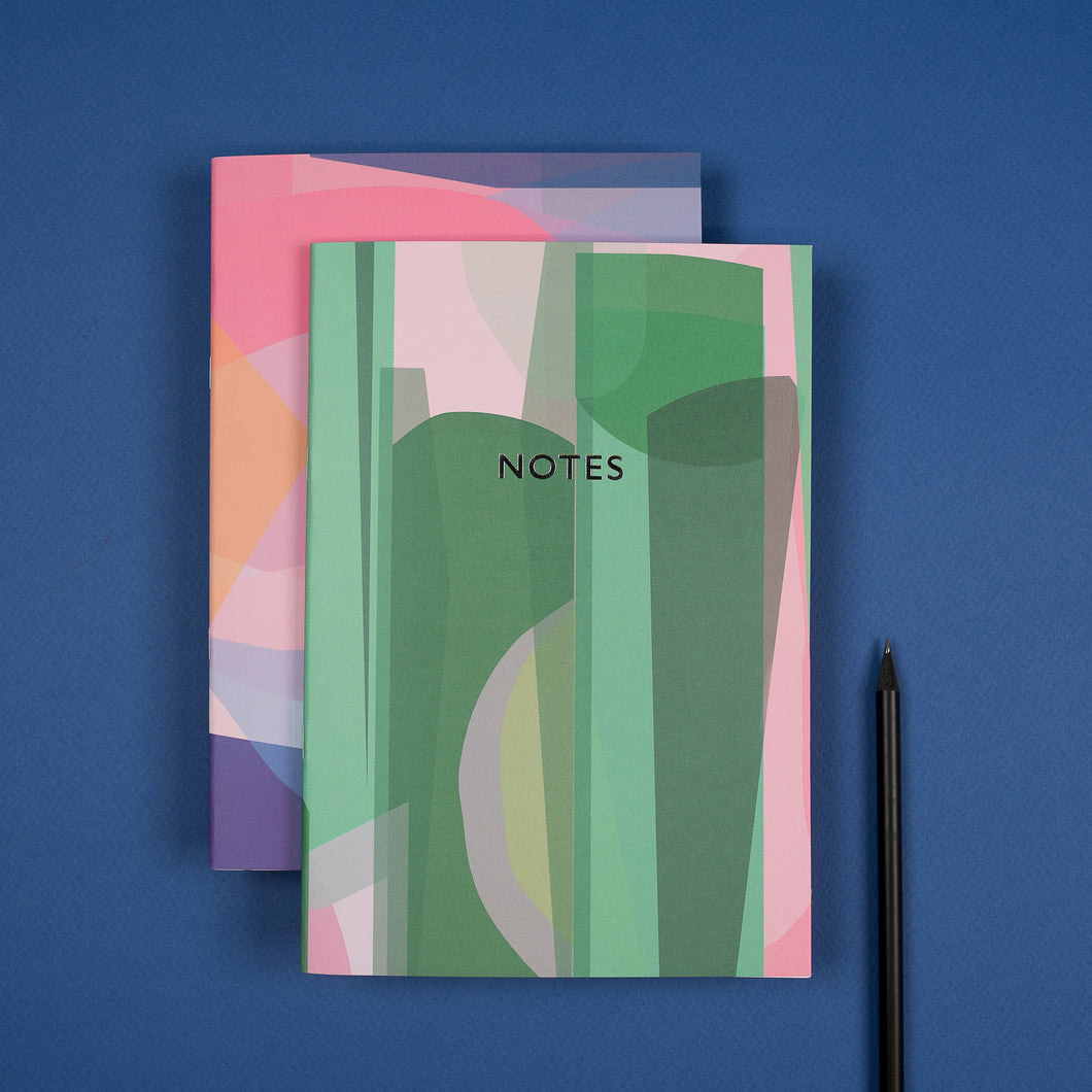 Set of Two Foiled Notebooks | Stained Glass Notebook Mock Up Designs 