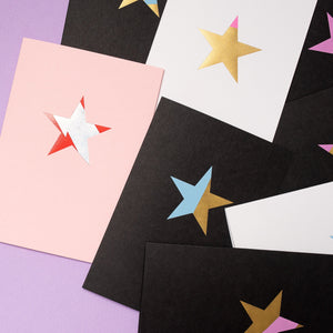Star | White - Gold & Pink | Luxury Foiled Christmas Card Greeting Card Mock Up Designs 