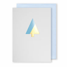 Load image into Gallery viewer, Tree | White - Gold &amp; Blue Foil | Luxury Foiled Christmas Card Greeting Card Mock Up Designs 