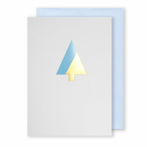 Tree | White - Gold & Blue Foil | Luxury Foiled Christmas Card Greeting Card Mock Up Designs 