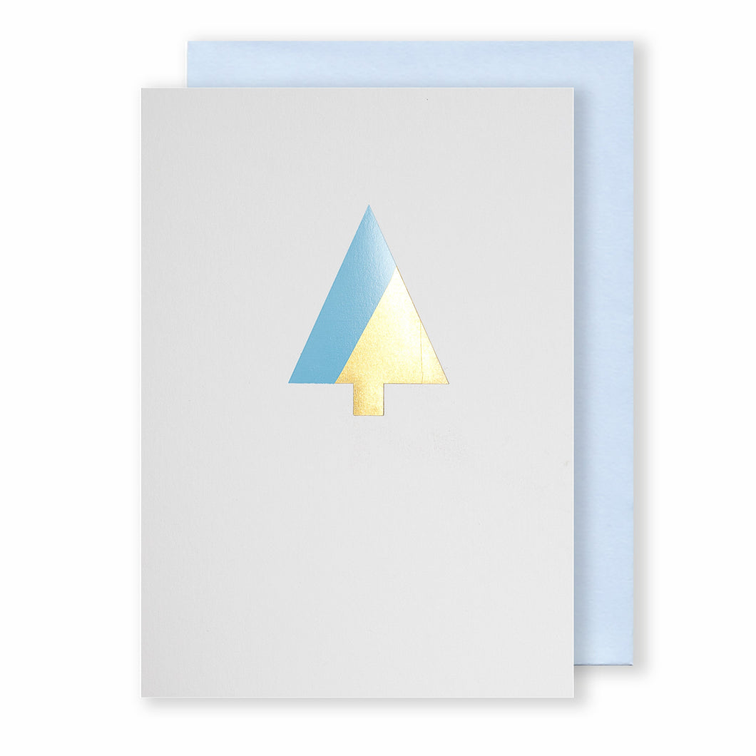 Tree | White - Gold & Blue Foil | Luxury Foiled Christmas Card Greeting Card Mock Up Designs 