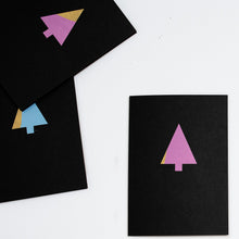 Load image into Gallery viewer, Tree | White - Gold &amp; Pink Foil | Luxury Foiled Christmas Card Greeting Card Mock Up Designs 