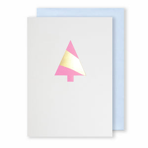 Tree | White - Gold & Pink Foil | Luxury Foiled Christmas Card Greeting Card Mock Up Designs 