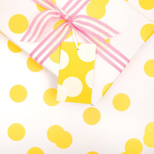 Yellow Polka Dot | Gift Tags Wrapping Paper Mock Up Designs 